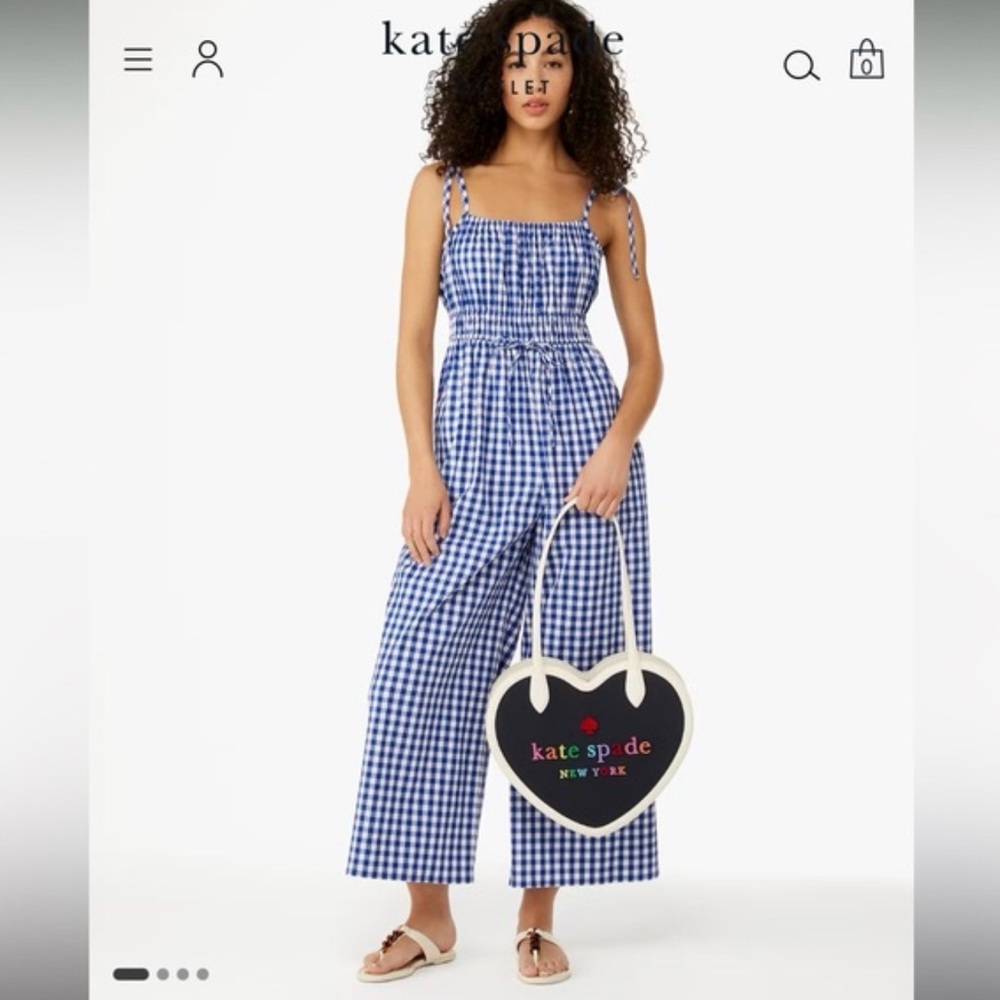 kate spade Blue and White Gingham Jumpsuit